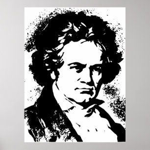 Poster Beethoven Art vectoriel noir et blanc