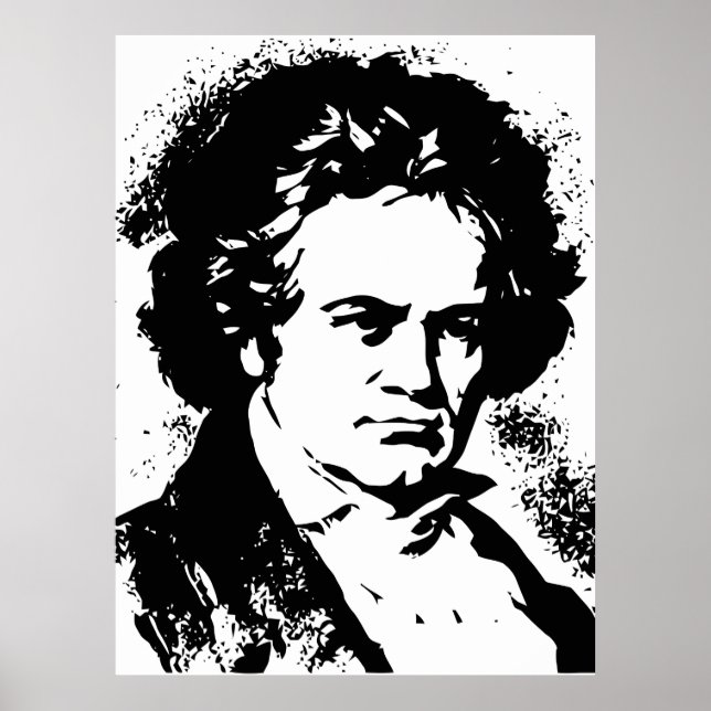 Poster Beethoven Art vectoriel noir et blanc (Devant)