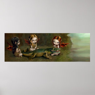 Poster Befriending an Alligator fairy Art Print