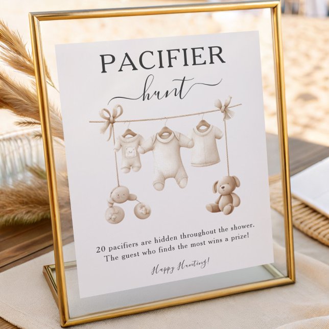 Poster Beige Baby Clothes And Toys Pacifier Hunt Sign (Créateur téléchargé)
