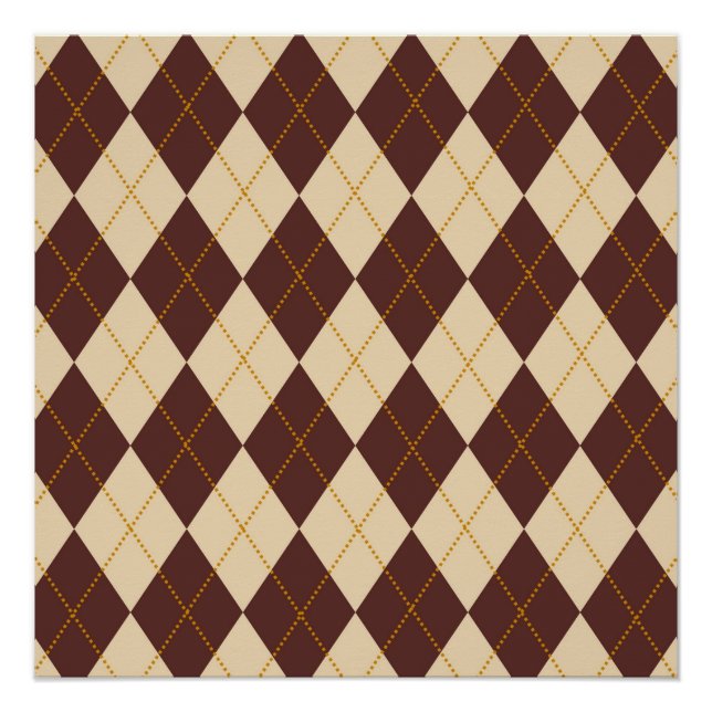Poster Beige Brown Automne Jacquard d'automne Diamant Mot (Devant)