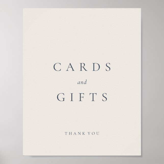 Poster Beige Marine Bleu Moderne Cartes Et Cadeaux Simple (Devant)
