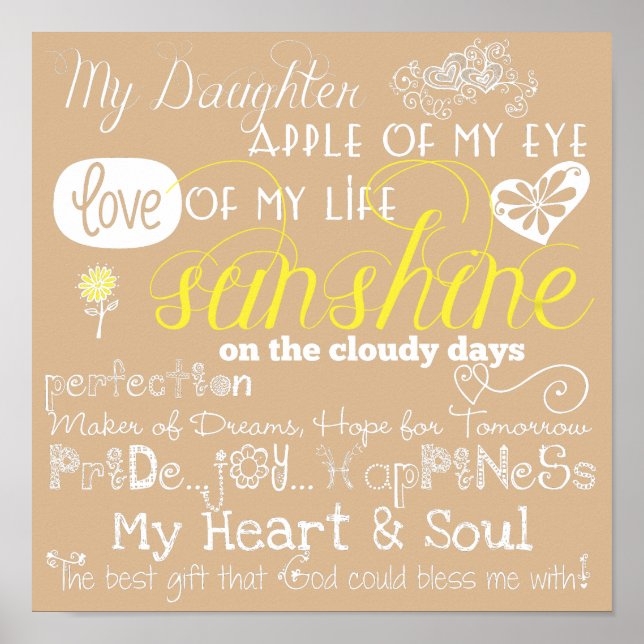 Poster Beige My Daughter Love and Inspiration (Devant)