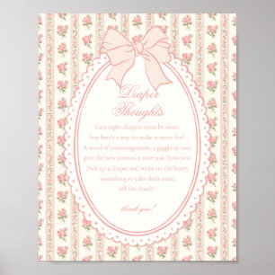 Poster Beige Pêche Vintage Fantaisie Floral Pensées de La