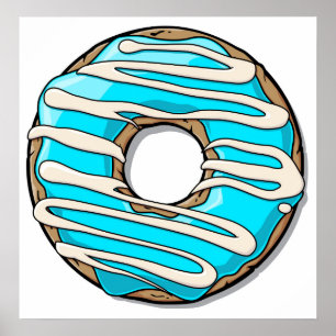 Poster Beignet bleu lumineux avec le glaçage