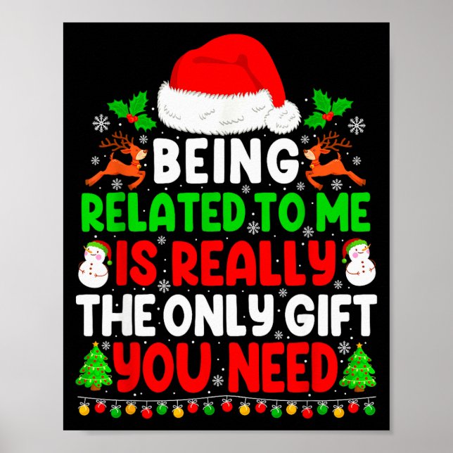 Poster Being Related To Me Xmas Pajamas Funny Christmas F (Devant)