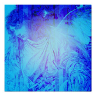 Poster Bel ange bleu de la protection et de la rémission