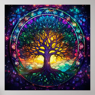Poster Bel arbre en verre à rideau