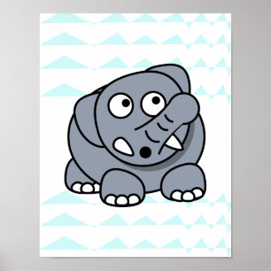 Poster bel éléphant sur chevron arrière - plan Nursery bé