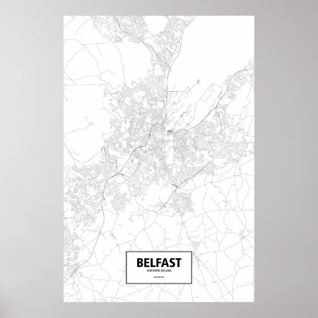 Poster Belfast, Irlande du Nord (noir sur blanc) (Devant)