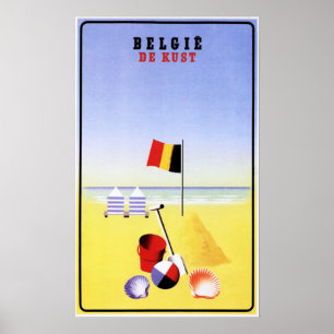 Poster BELGIE DE KUST Belgium Coast Sandy Beaches Tourism
