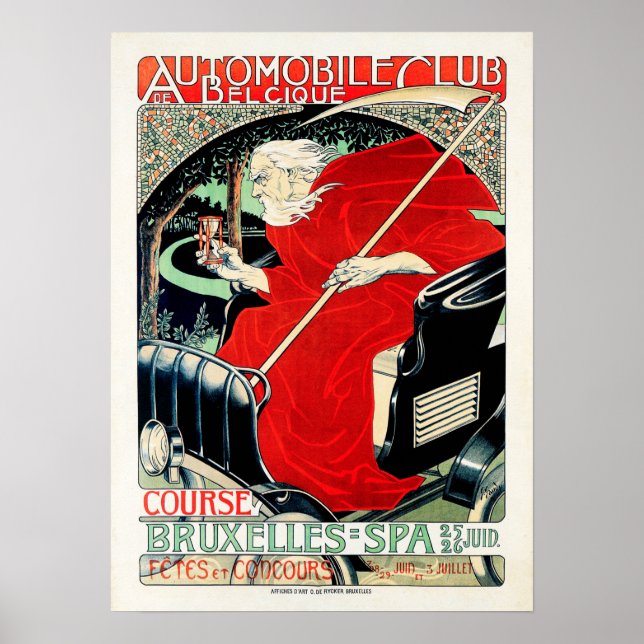 Poster Belgique Automobile Club Art Nouveau Georges Gaudy (Devant)