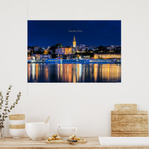 Poster Belgrade, paysage urbain de Serbie