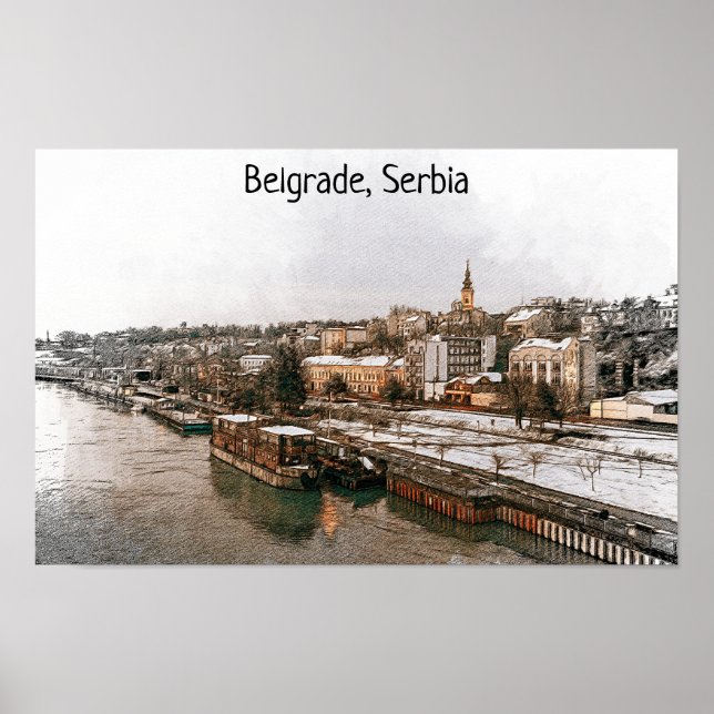 Poster Belgrade Serbie Balkan Vue panoramique (Devant)