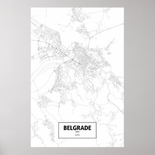 Poster Belgrade, Serbie (noir sur le blanc)
