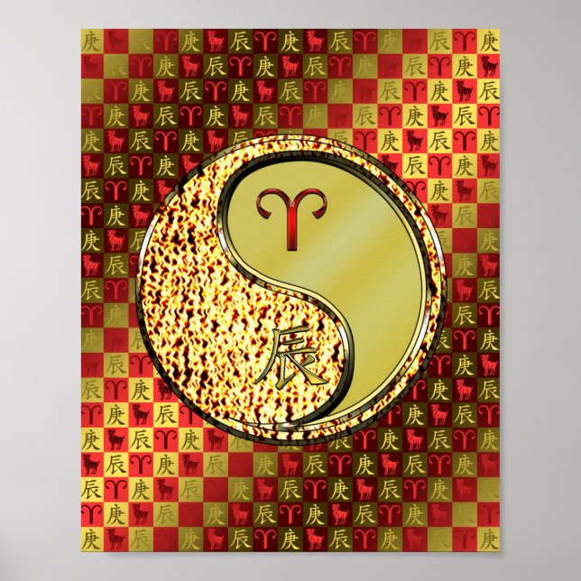 Poster Bélier et Dragon métallique (Devant)