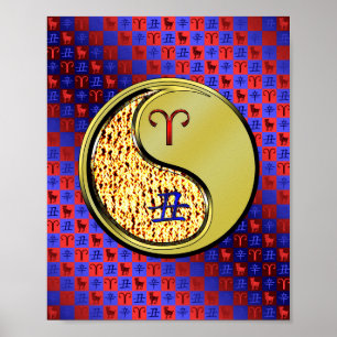 Poster Bélier et oxe métallique