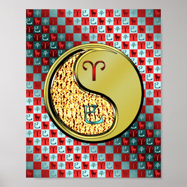 Poster Bélier et serpent métallique (Devant)