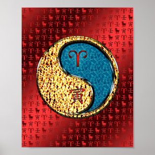 Poster Bélier et tigre d'eau