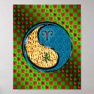 Poster Béliers et chèvre d'eau
