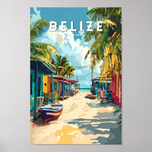 Poster Belize Illustration Voyage Art Vintage