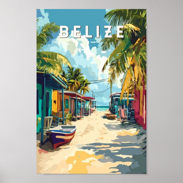 Poster Belize Illustration Voyage Art Vintage (Devant)