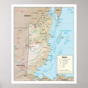 Poster Belize Map (2003) Central America Country