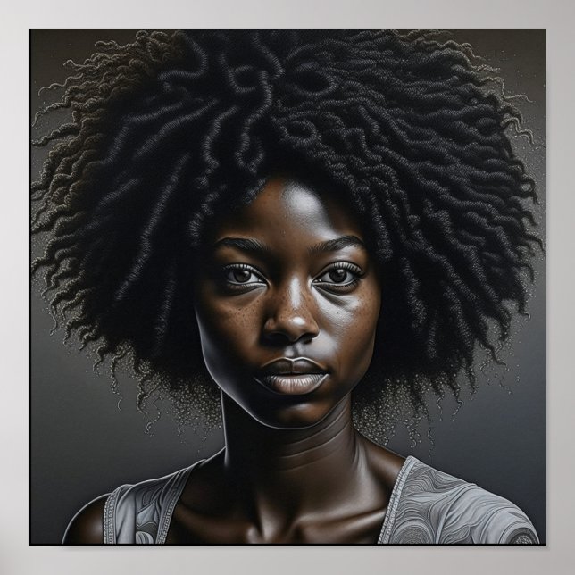 Poster Belle Africaine Américaine Femme Ai Art (Devant)