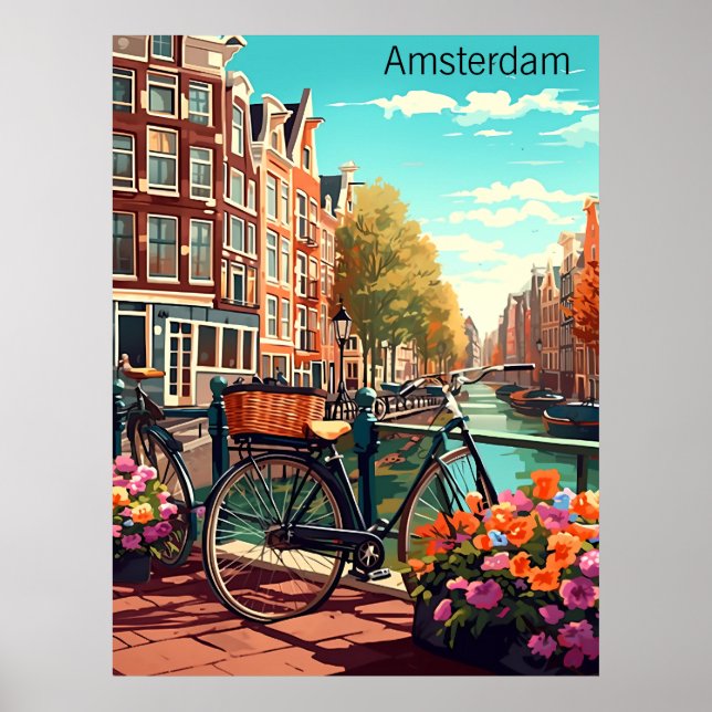 Poster Belle Amsterdam Pays-Bas Canal City (Devant)