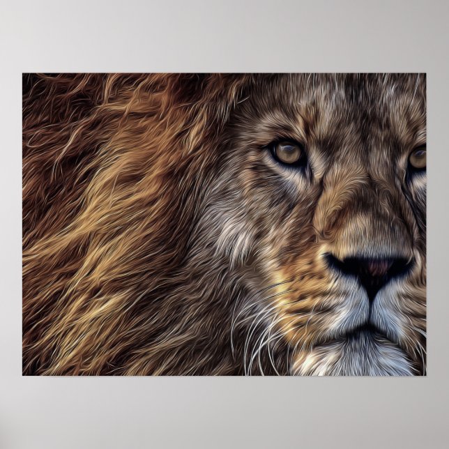 Poster Belle aquarelle artistique Lion (Devant)