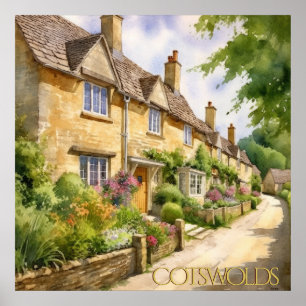 Poster Belle aquarelle dans Cotswolds Travel