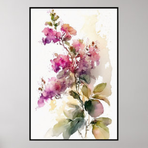 Poster Belle aquarelle de Bougainvilliers