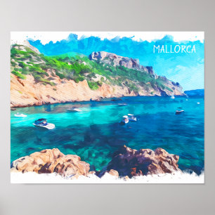 Poster Belle Aquarelle de Majorque Espagne