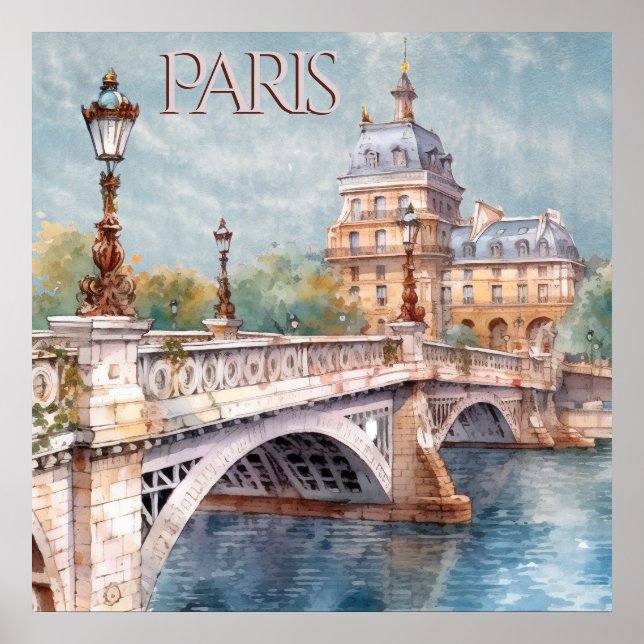 Poster Belle aquarelle de Paris Travel (Devant)