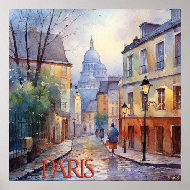 Poster Belle aquarelle de Paris Travel (Devant)