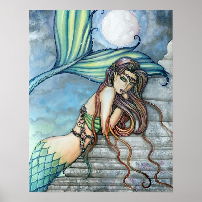 Poster Belle Aquarelle de sirène Imprimer (Devant)