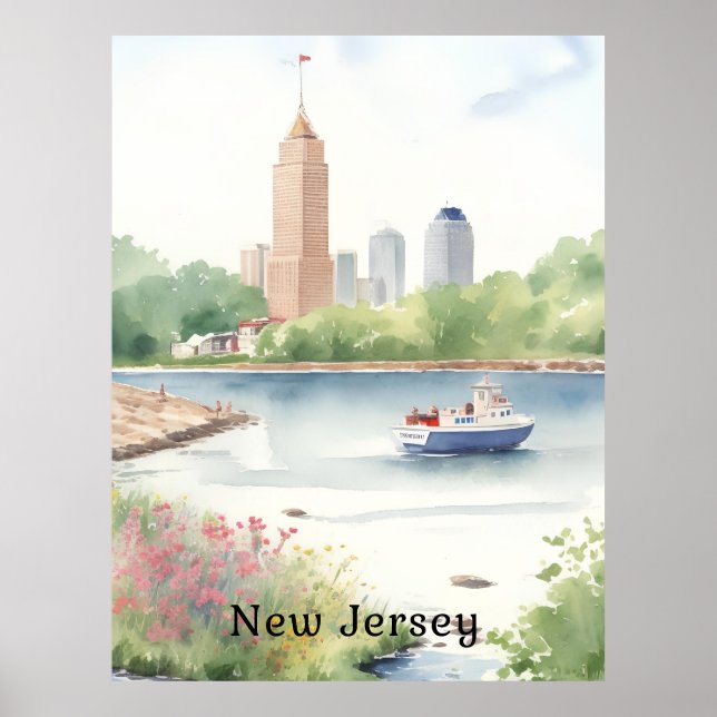 Poster Belle aquarelle du New Jersey (Devant)