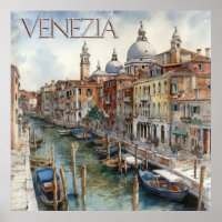 Belle aquarelle Venise Canal Voyage