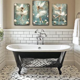 Poster Belle Ballerina Fée Lily Pond Fleurs blanches