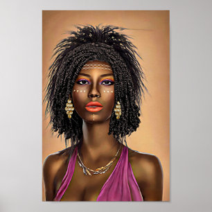 Poster Belle Black African Princess Woman Art