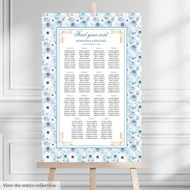 Poster Belle Bohème Pastel Blue Gold Seating Chart (Beautiful Bohemian Pastel Blue Gold Seating Chart

)