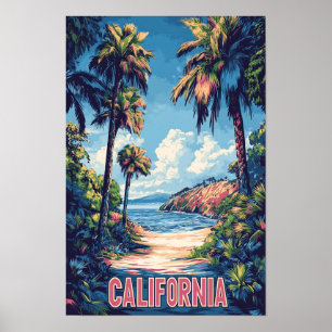 Poster Belle Californie USA Illustration Travel