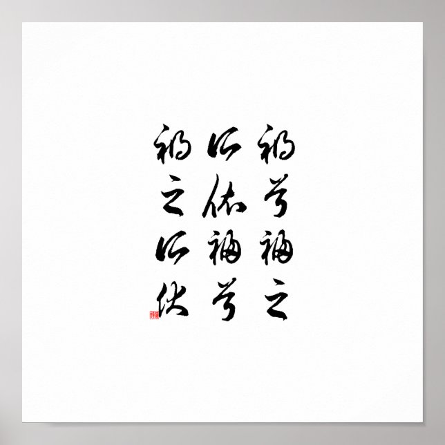 Poster Belle calligraphie chinoise -bonheur&malheur (Devant)