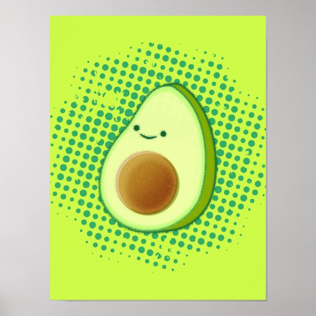 Poster Belle Caricature Avocado Sur Un Vortex Vert Perdu (Devant)