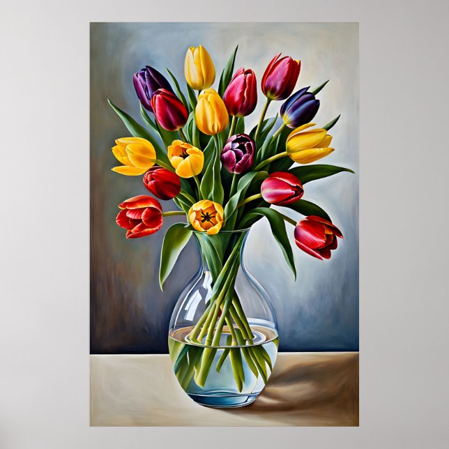 Poster Belle Cascade de Tulipe Romantique (Devant)