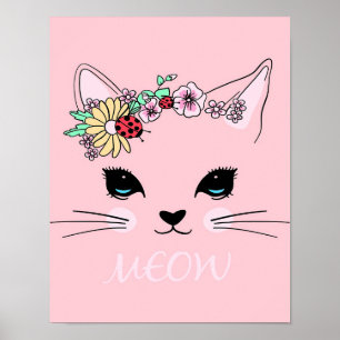Poster Belle Chat Face Meow, Cadeau Kitty Lover, Chat mig