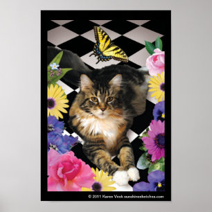 Poster Belle chatte dans l'affiche du jardin de l'imagina