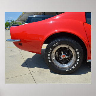 Poster Belle Chevrolet Corvette rouge C3.