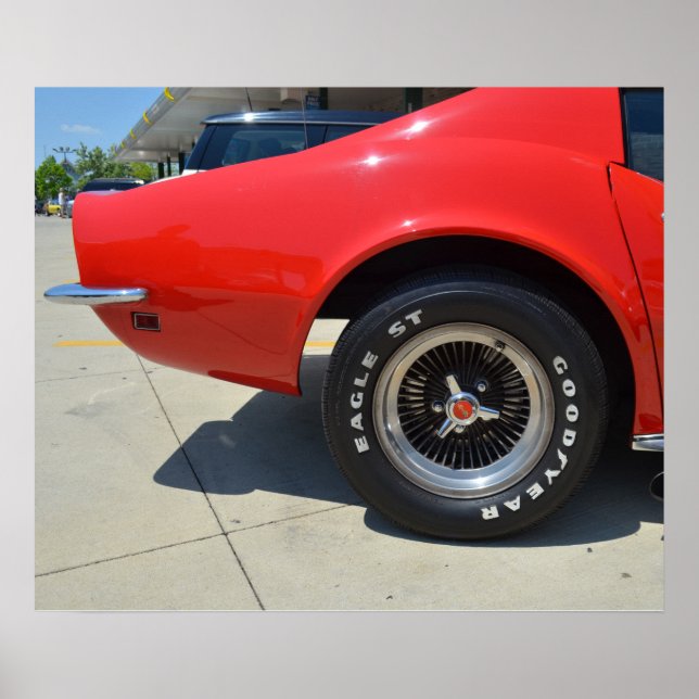 Poster Belle Chevrolet Corvette rouge C3. (Devant)
