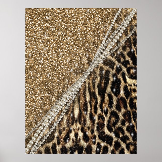 Poster Belle Chic Girly Leopard Animal Faux Fur Imprimer (Devant)